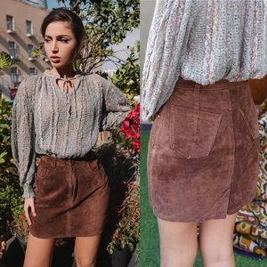 Vintage Crocker Choice Brown Leather Mini Skirt